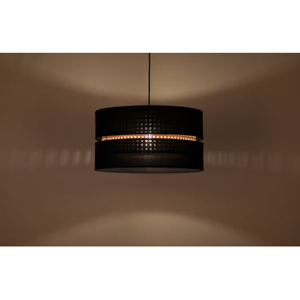 Duolla - Пендел DUO 1xE27/15W/230V Ø 40 см черен/ратан