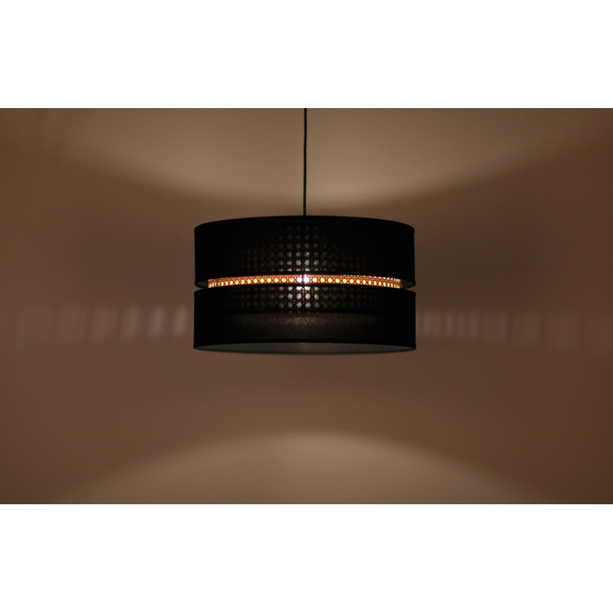 Duolla - Пендел DUO 1xE27/15W/230V Ø 40 см черен/ратан
