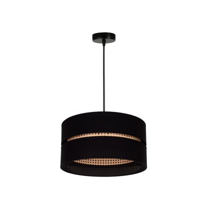Duolla - Пендел DUO 1xE27/15W/230V Ø 40 см черен/ратан
