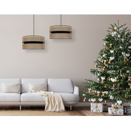 Duolla - Пендел DUO 1xE27/15W/230V Ø 40 см ратан/черен