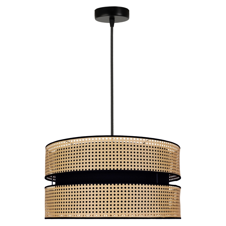 Duolla - Пендел DUO 1xE27/15W/230V Ø 40 см ратан/черен