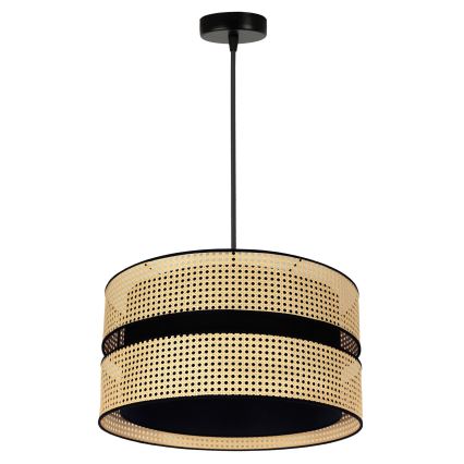 Duolla - Пендел DUO 1xE27/15W/230V Ø 40 см ратан/черен