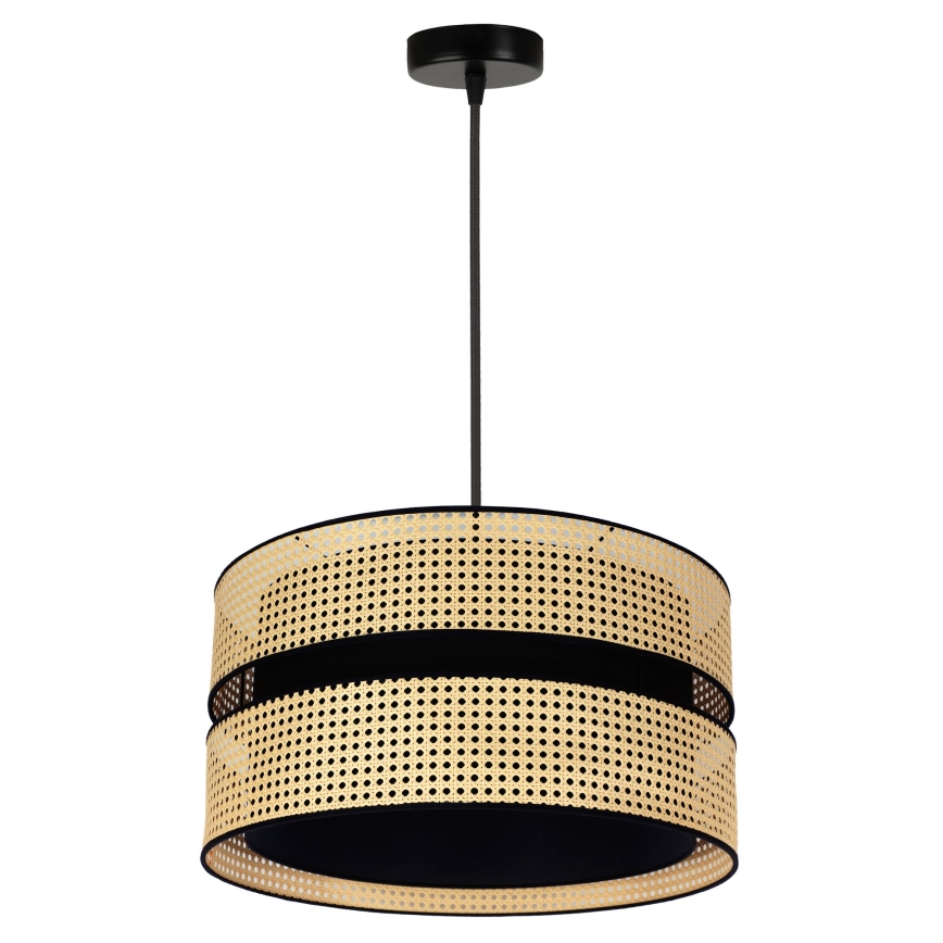 Duolla - Пендел DUO 1xE27/15W/230V Ø 40 см ратан/черен