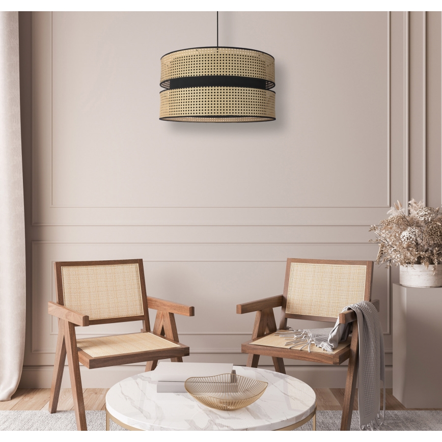 Duolla - Пендел DUO 1xE27/15W/230V Ø 40 см ратан/черен