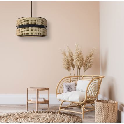 Duolla - Пендел DUO 1xE27/15W/230V Ø 40 см ратан/черен