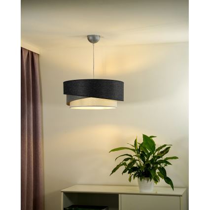 Duolla - Пендел KOBO 1xE27/15W/230V Ø 45 см антрацит/сив/бял