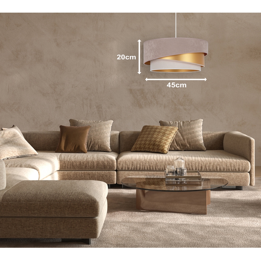 Duolla - Пендел KOBO 1xE27/15W/230V Ø 45 см бежов/златист/кремав