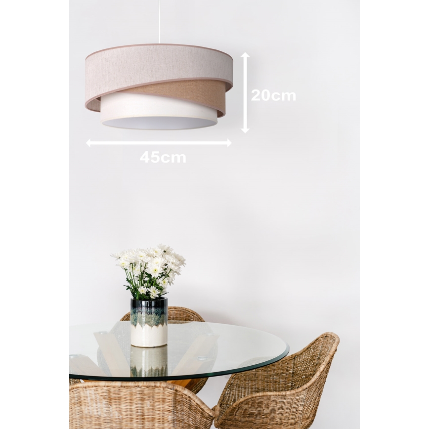Duolla - Пендел KOBO 1xE27/15W/230V Ø 45 см бежов/кафяв/бял
