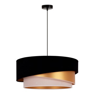 Duolla - Пендел KOBO 1xE27/15W/230V Ø 45 см черен/златист/кремав