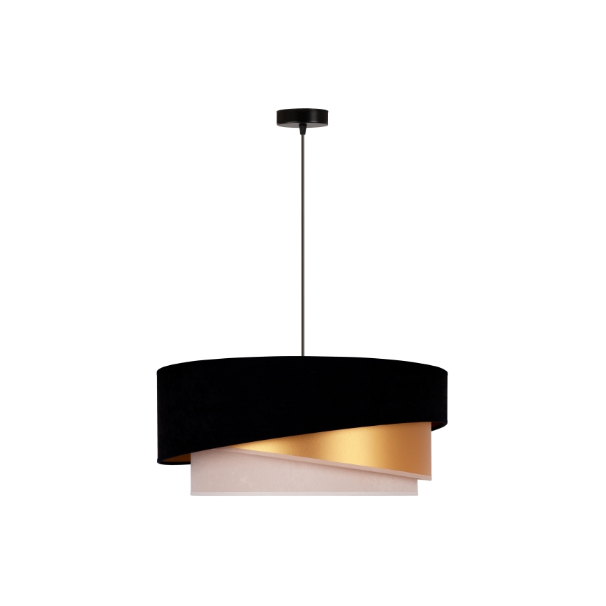 Duolla - Пендел KOBO 1xE27/15W/230V Ø 45 см черен/златист/кремав