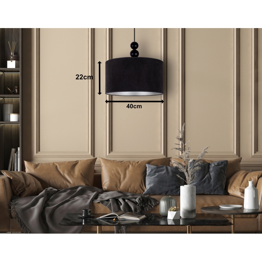 Duolla - Пендел LYON 1xE27/15W/230V Ø 40 см черен