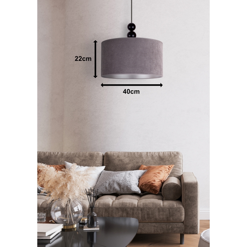 Duolla - Пендел LYON 1xE27/15W/230V Ø 40 см сив
