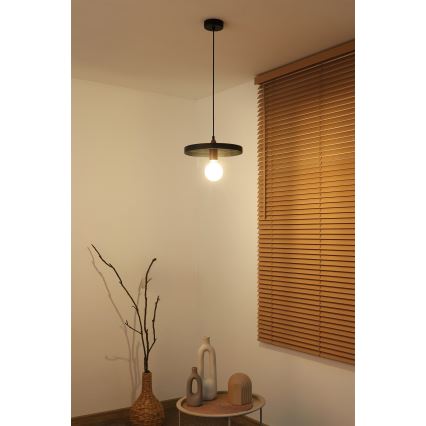 Duolla - Пендел на кабел IRONLINE 1xE27/15W/230V Ø 30 cm черен/меден