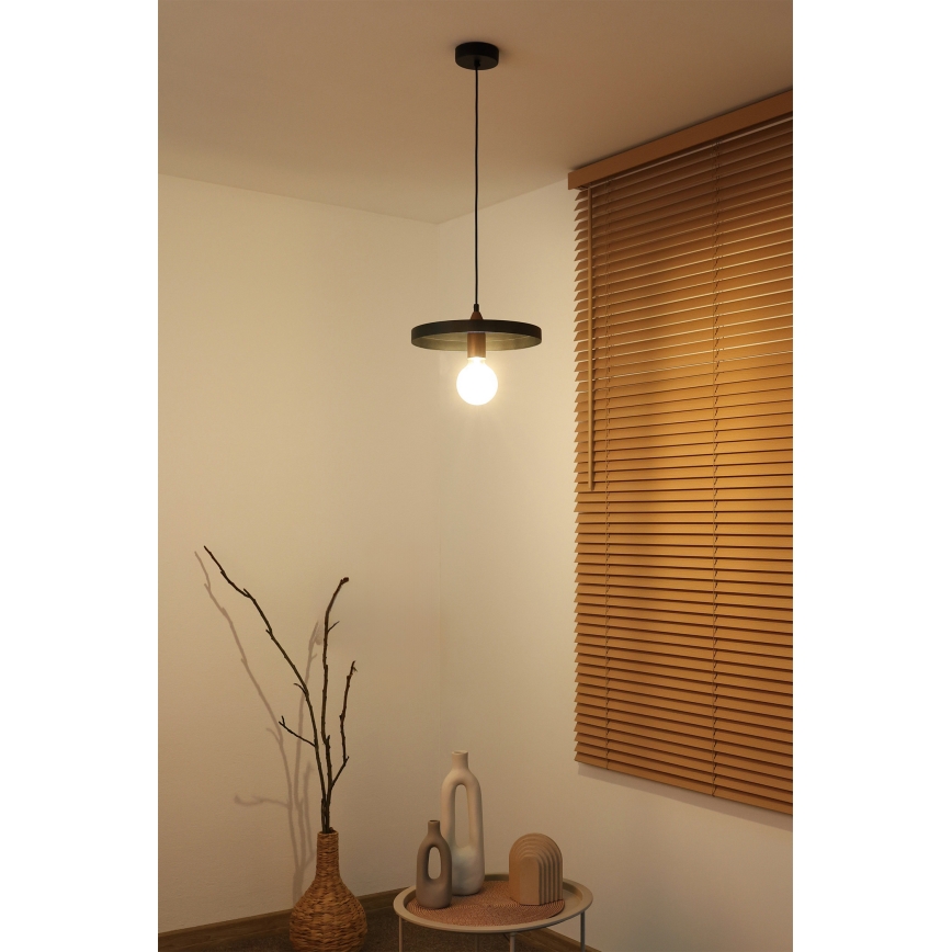 Duolla - Пендел на кабел IRONLINE 1xE27/15W/230V Ø 30 cm черен/меден