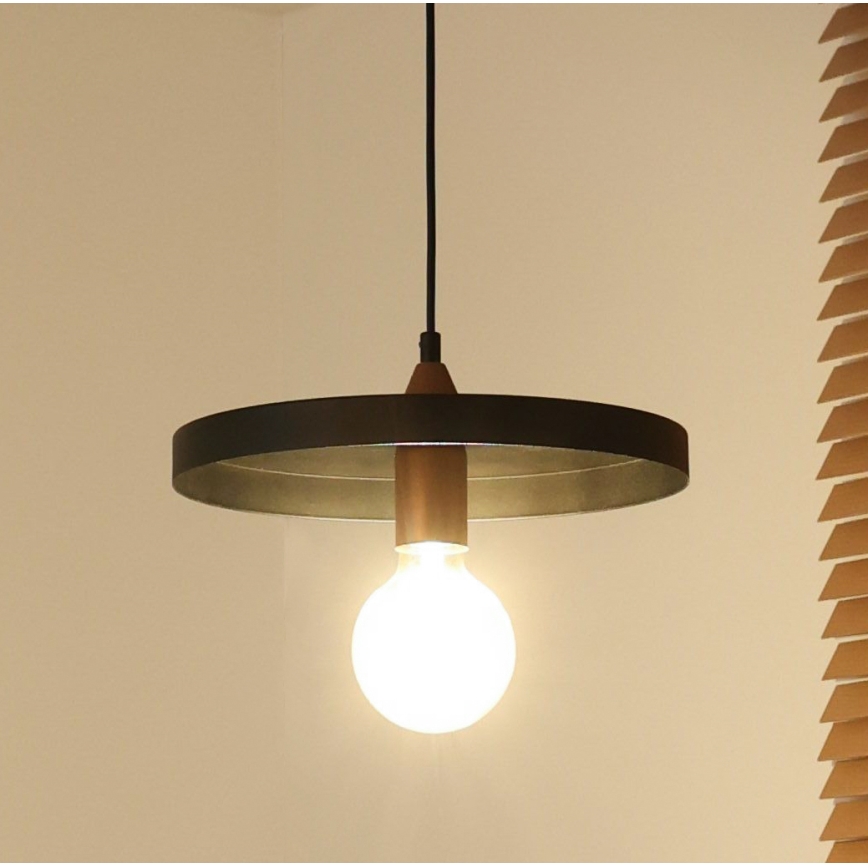 Duolla - Пендел на кабел IRONLINE 1xE27/15W/230V Ø 30 cm черен/меден