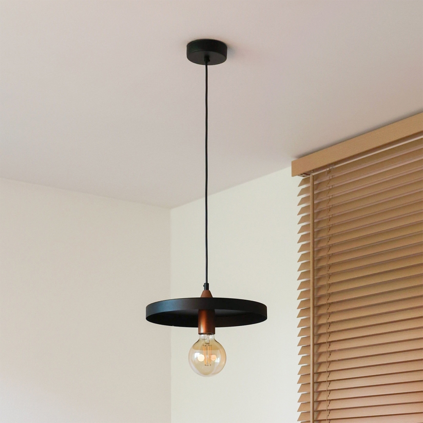 Duolla - Пендел на кабел IRONLINE 1xE27/15W/230V Ø 30 cm черен/меден