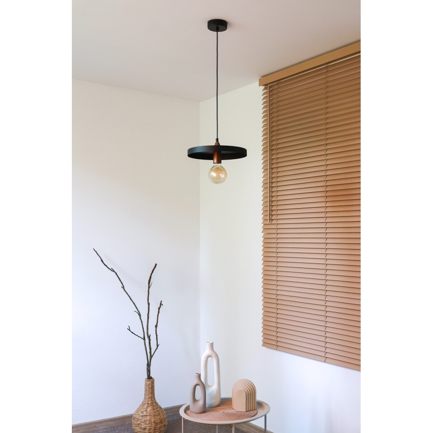 Duolla - Пендел на кабел IRONLINE 1xE27/15W/230V Ø 30 cm черен/меден