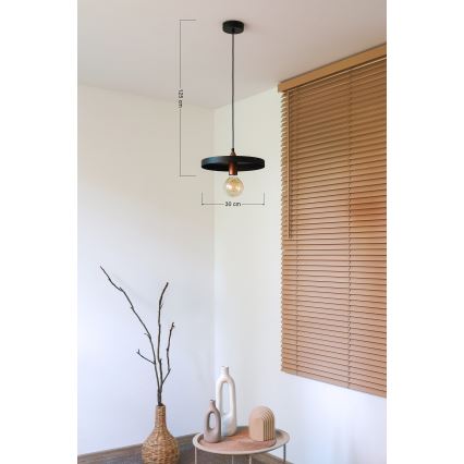 Duolla - Пендел на кабел IRONLINE 1xE27/15W/230V Ø 30 cm черен/меден