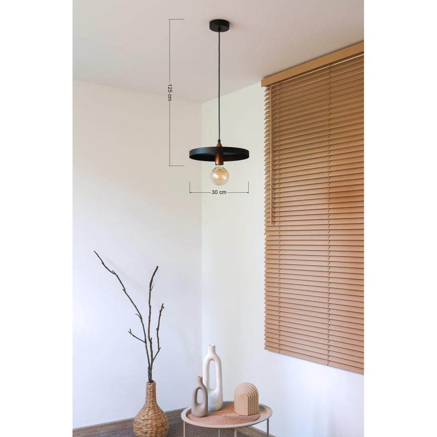 Duolla - Пендел на кабел IRONLINE 1xE27/15W/230V Ø 30 cm черен/меден