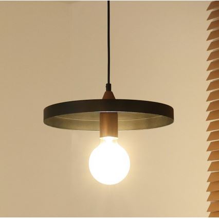 Duolla - Пендел на кабел IRONLINE 1xE27/15W/230V Ø 30 cm черен/меден