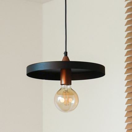 Duolla - Пендел на кабел IRONLINE 1xE27/15W/230V Ø 30 cm черен/меден