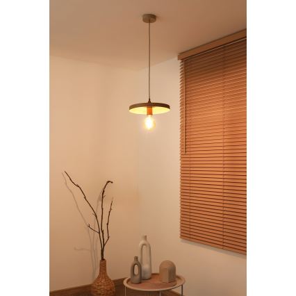 Duolla - Пендел на кабел IRONLINE 1xE27/15W/230V Ø 30 см бежов/меден