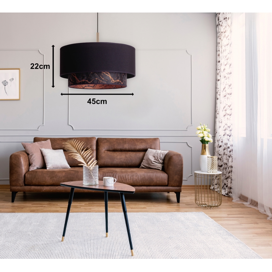 Duolla - Пендел NANTES 1xE27/15W/230V Ø 45 см черен/меден