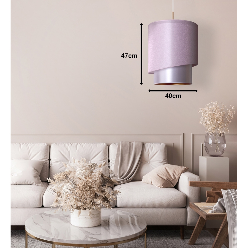 Duolla - Пендел PARIS 1xE27/15W/230V Ø 40 см розов/сребрист/меден