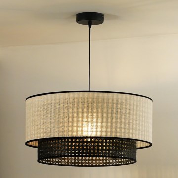 Duolla - Пендел RATTAN YUTE 1xE27/15W/230V Ø 45 см кремав/черен