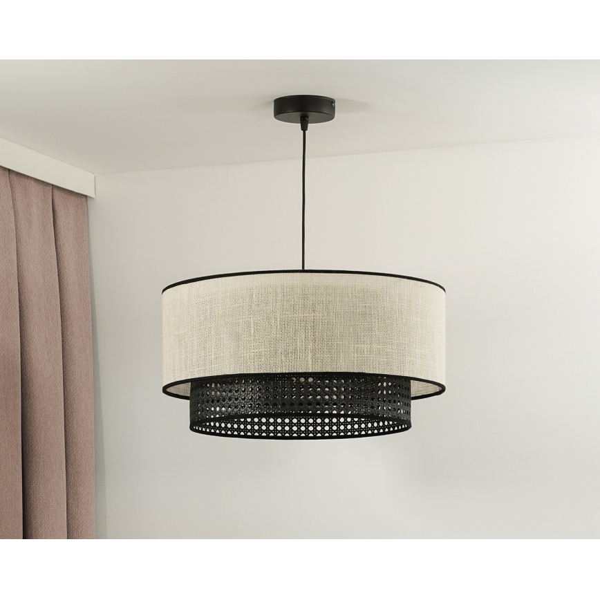 Duolla - Пендел RATTAN YUTE 1xE27/15W/230V Ø 45 см кремав/черен