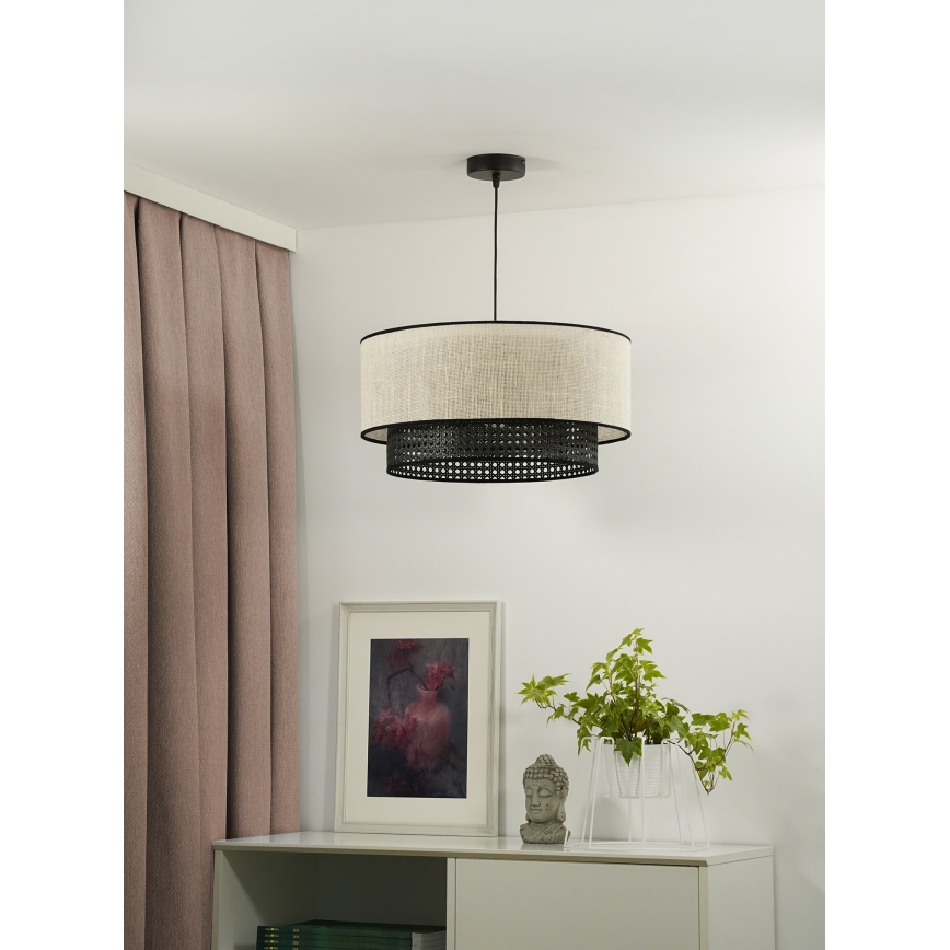 Duolla - Пендел RATTAN YUTE 1xE27/15W/230V Ø 45 см кремав/черен