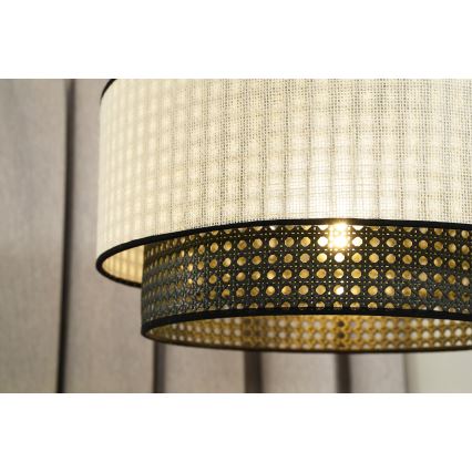 Duolla - Пендел RATTAN YUTE 1xE27/15W/230V Ø 45 см кремав/черен
