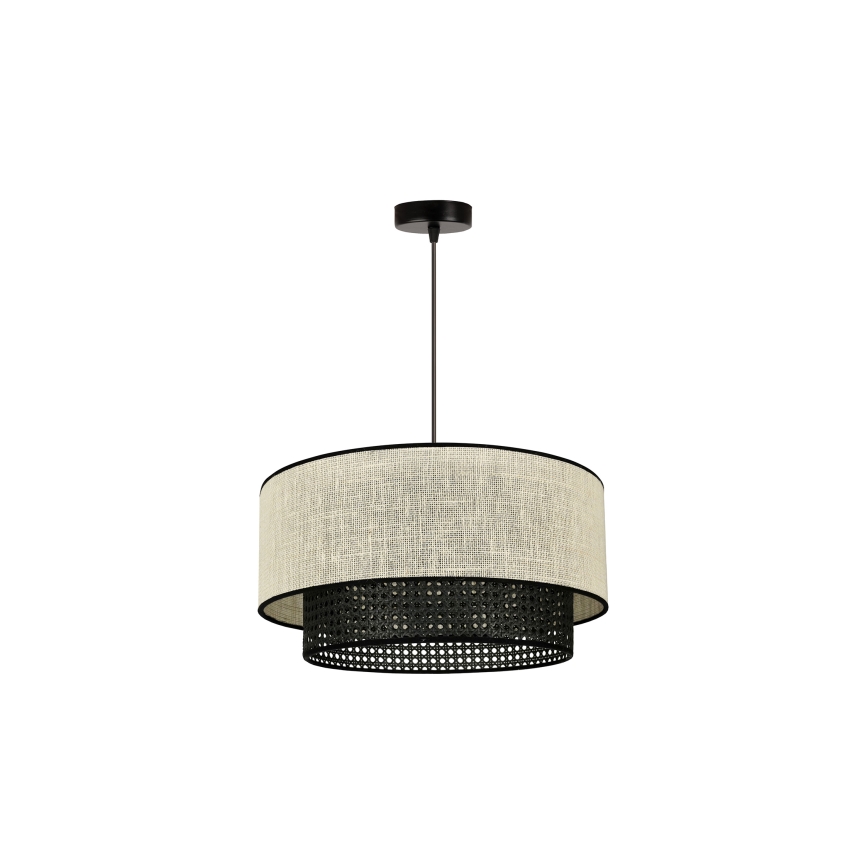 Duolla - Пендел RATTAN YUTE 1xE27/15W/230V Ø 45 см кремав/черен