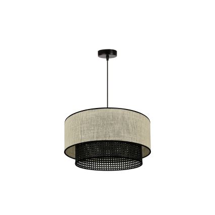Duolla - Пендел RATTAN YUTE 1xE27/15W/230V Ø 45 см кремав/черен