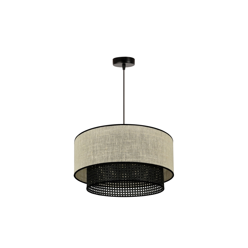 Duolla - Пендел RATTAN YUTE 1xE27/15W/230V Ø 45 см кремав/черен
