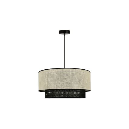 Duolla - Пендел RATTAN YUTE 1xE27/15W/230V Ø 45 см кремав/черен