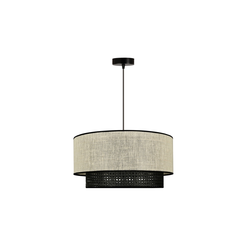 Duolla - Пендел RATTAN YUTE 1xE27/15W/230V Ø 45 см кремав/черен