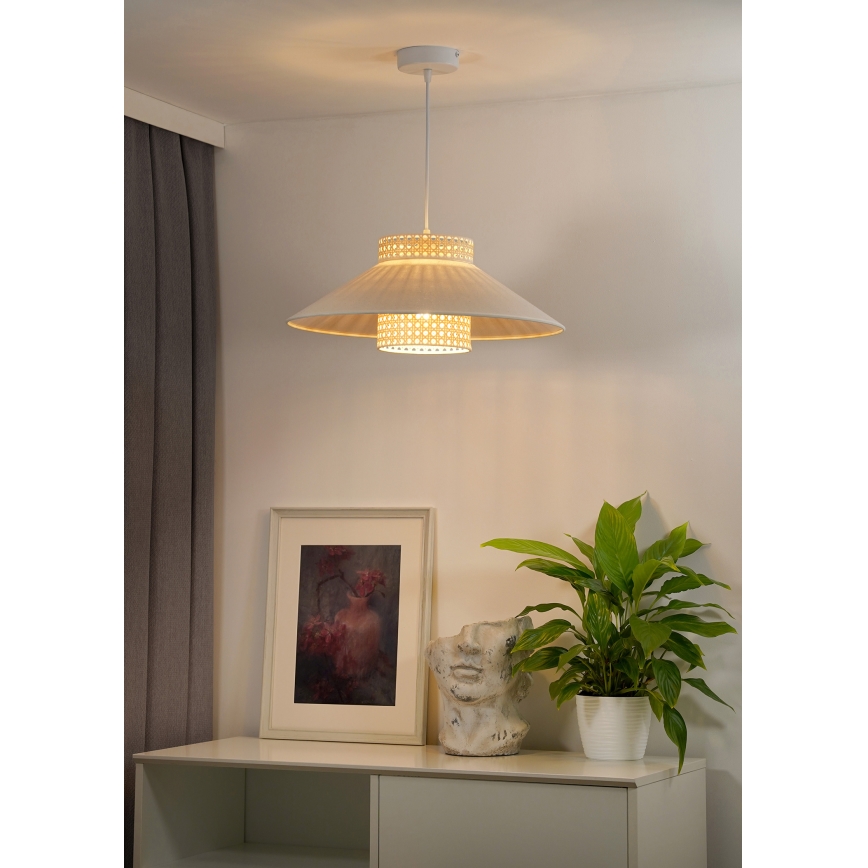 Duolla - Пендел RIO RATTAN 1xE27/15W/230V Ø 45 см бежов/ратан