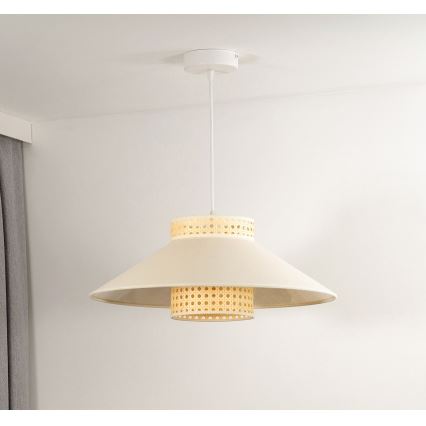 Duolla - Пендел RIO RATTAN 1xE27/15W/230V Ø 45 см бежов/ратан