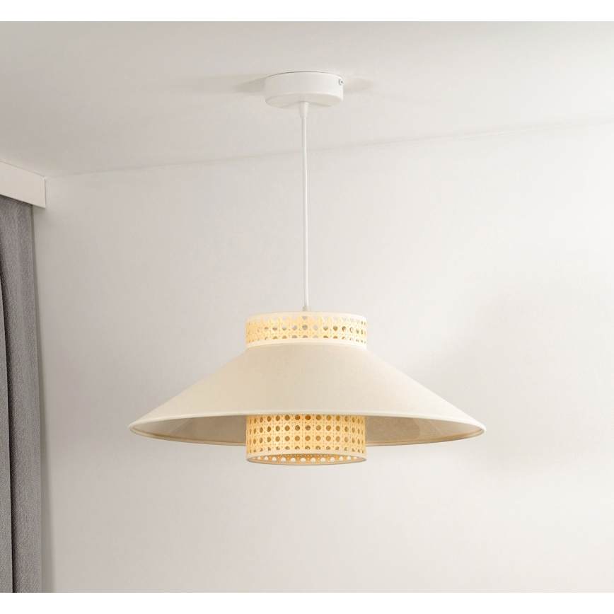 Duolla - Пендел RIO RATTAN 1xE27/15W/230V Ø 45 см бежов/ратан