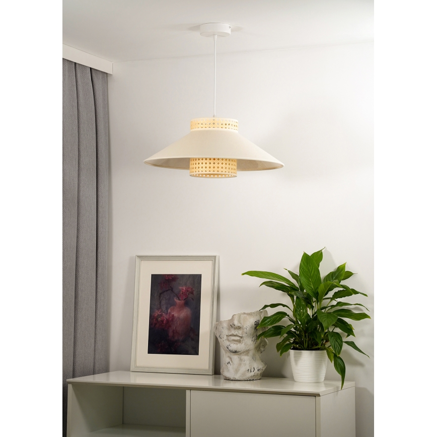 Duolla - Пендел RIO RATTAN 1xE27/15W/230V Ø 45 см бежов/ратан