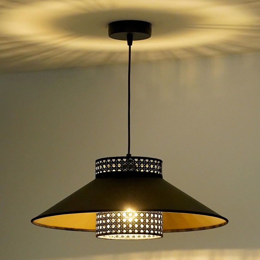 Duolla - Пендел RIO RATTAN 1xE27/15W/230V Ø 45 см черен/златист