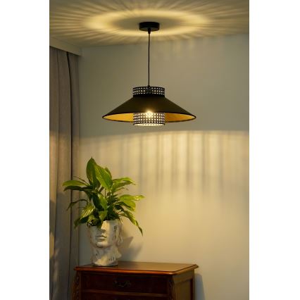 Duolla - Пендел RIO RATTAN 1xE27/15W/230V Ø 45 см черен/златист