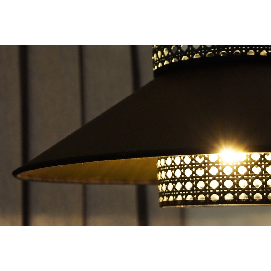 Duolla - Пендел RIO RATTAN 1xE27/15W/230V Ø 45 см черен/златист