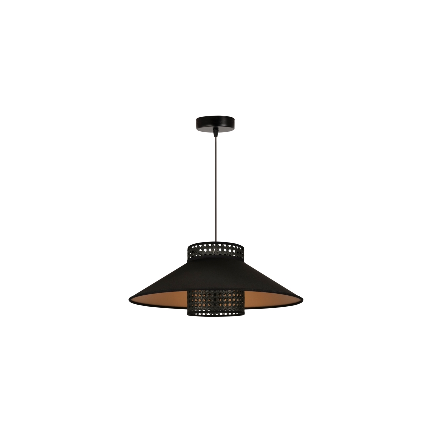 Duolla - Пендел RIO RATTAN 1xE27/15W/230V Ø 45 см черен/златист