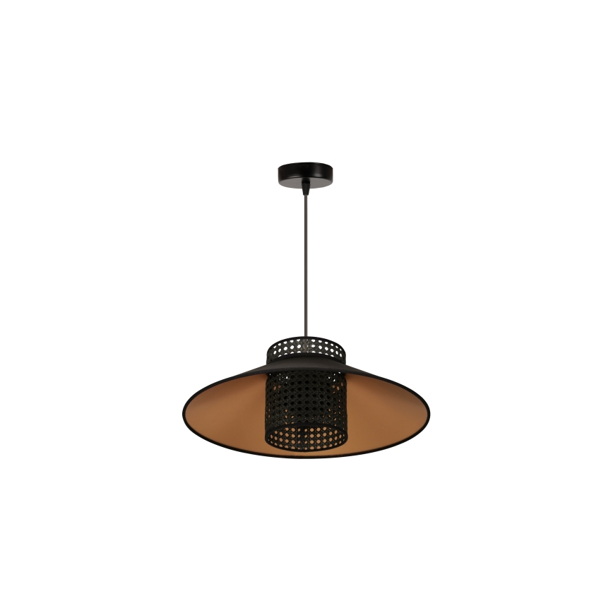 Duolla - Пендел RIO RATTAN 1xE27/15W/230V Ø 45 см черен/златист