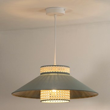 Duolla - Пендел RIO RATTAN 1xE27/15W/230V Ø 45 см зелен/ратан