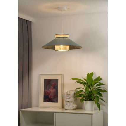 Duolla - Пендел RIO RATTAN 1xE27/15W/230V Ø 45 см зелен/ратан