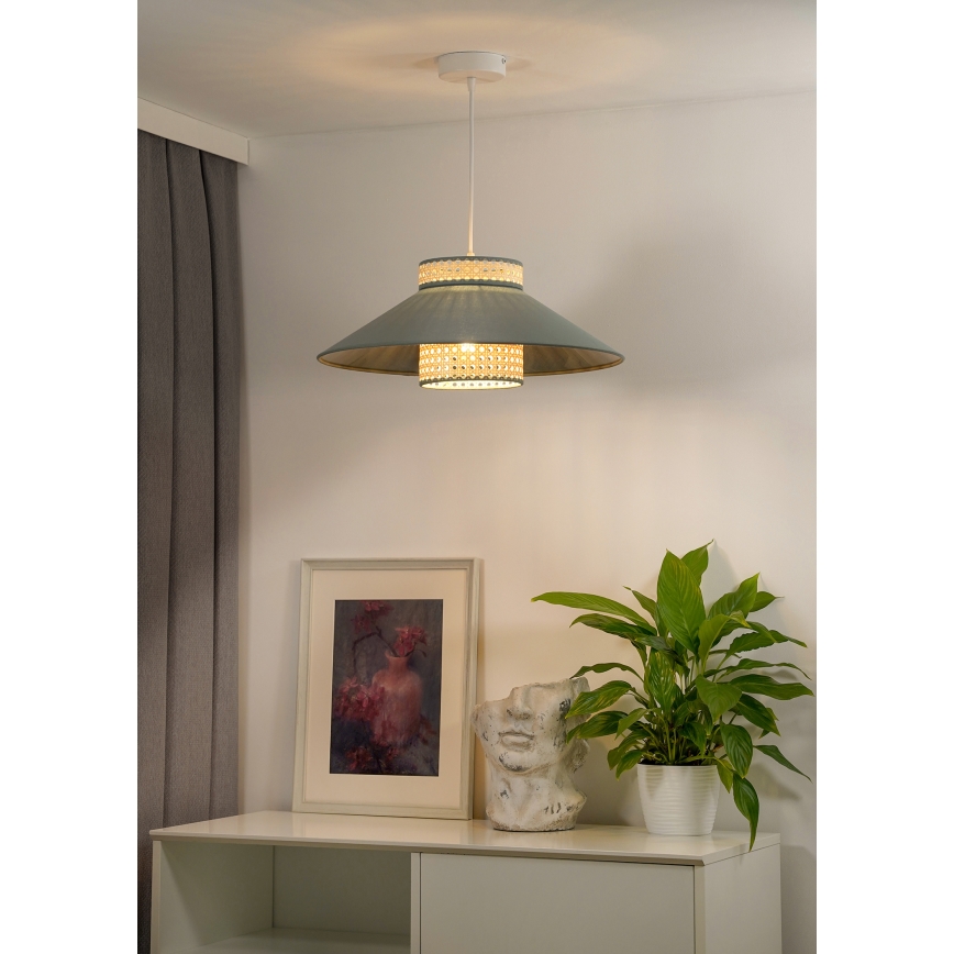 Duolla - Пендел RIO RATTAN 1xE27/15W/230V Ø 45 см зелен/ратан