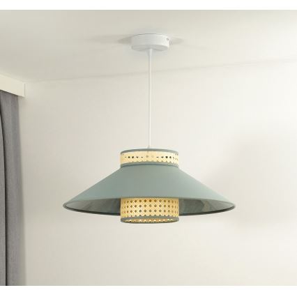 Duolla - Пендел RIO RATTAN 1xE27/15W/230V Ø 45 см зелен/ратан
